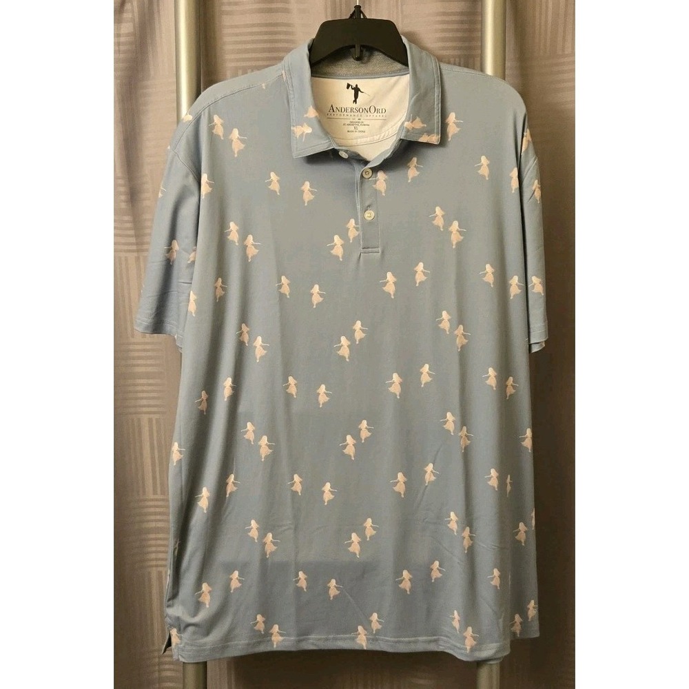 Anderson Ord Men's Golf Hula Polo Dusty Blue X-Large NWT Comfy Athleisure